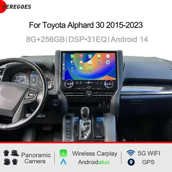 Autoradio Android 14.0 con CarPlay, Navigazione GPS, 4G, WiFi, Bluetooth, Lettore Multimediale Video per Toyota Alphard 30 2015-2023