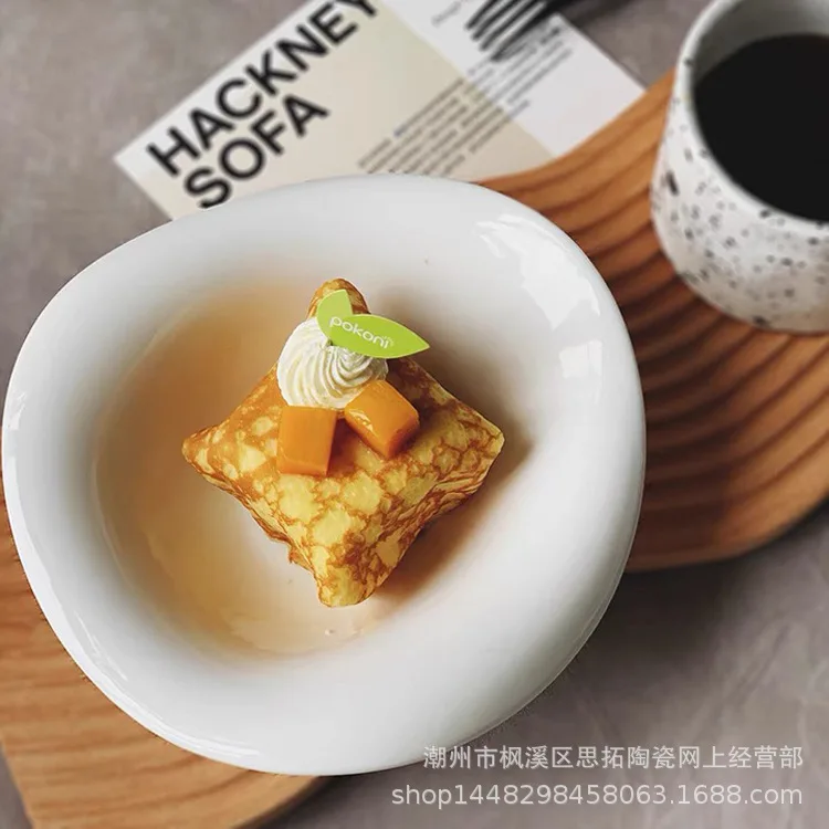 

Ins style tableware small red book soup bowl simple irregular French dish Salad Dessert bowl shaped Nordic cuisine bowl
