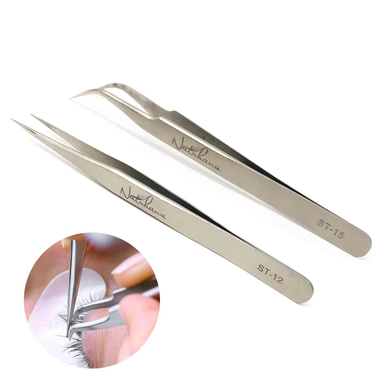 Precision Tweezers NATUHANA Eyelash Extension Tweezers Anti-static Straight Industrial Precision Curved Straight Lash Eyebrow Tweezers Makeup Tool