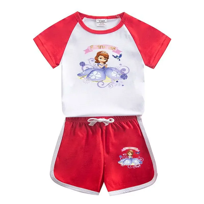Summer Cartoon Princess Sofia Baby Girls Clothes Sets Short Sleeve T Shirt+Pant Shorts 2Pcs Set Kids Clothing Sport Suit Pajama