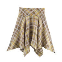 Chic Fashion Plaid Midi Skirts Two Piece Sets For Women 2025 New Scarf Collar Cape Tops Women's Suits Elegant Woman Outfits ﻿ - Image 6