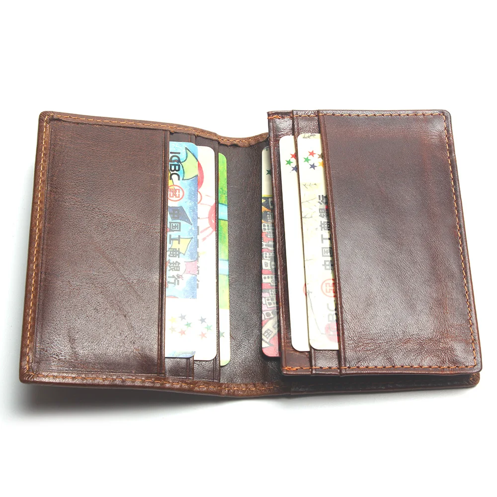 RFID Blocking Genuine Leather Short Wallet Men Purse Bank Card Holder Chain Mini Money Bags Special Gift For Vintage Vallet