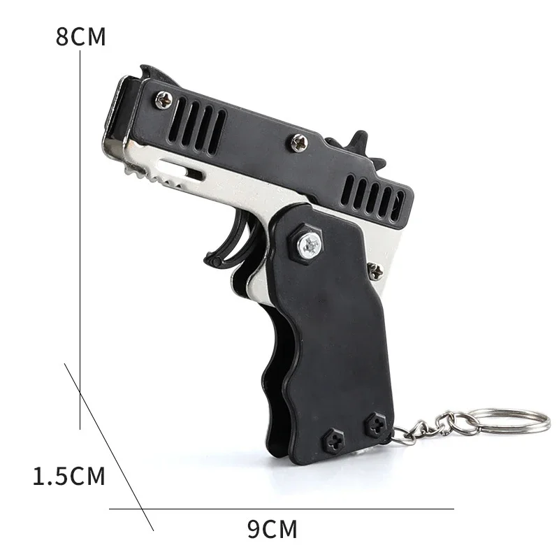 Rubber Band Gun 1PCS keychain 60 rubber bands Shooting Pistol Alloy Kid Outdoor Party metal gift
