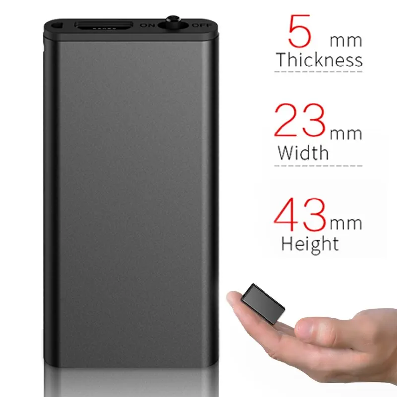 Ultra-Thin Professional Sound-Activated Voice Recorder with HD Noise Reduction and Portable MP3 Playback