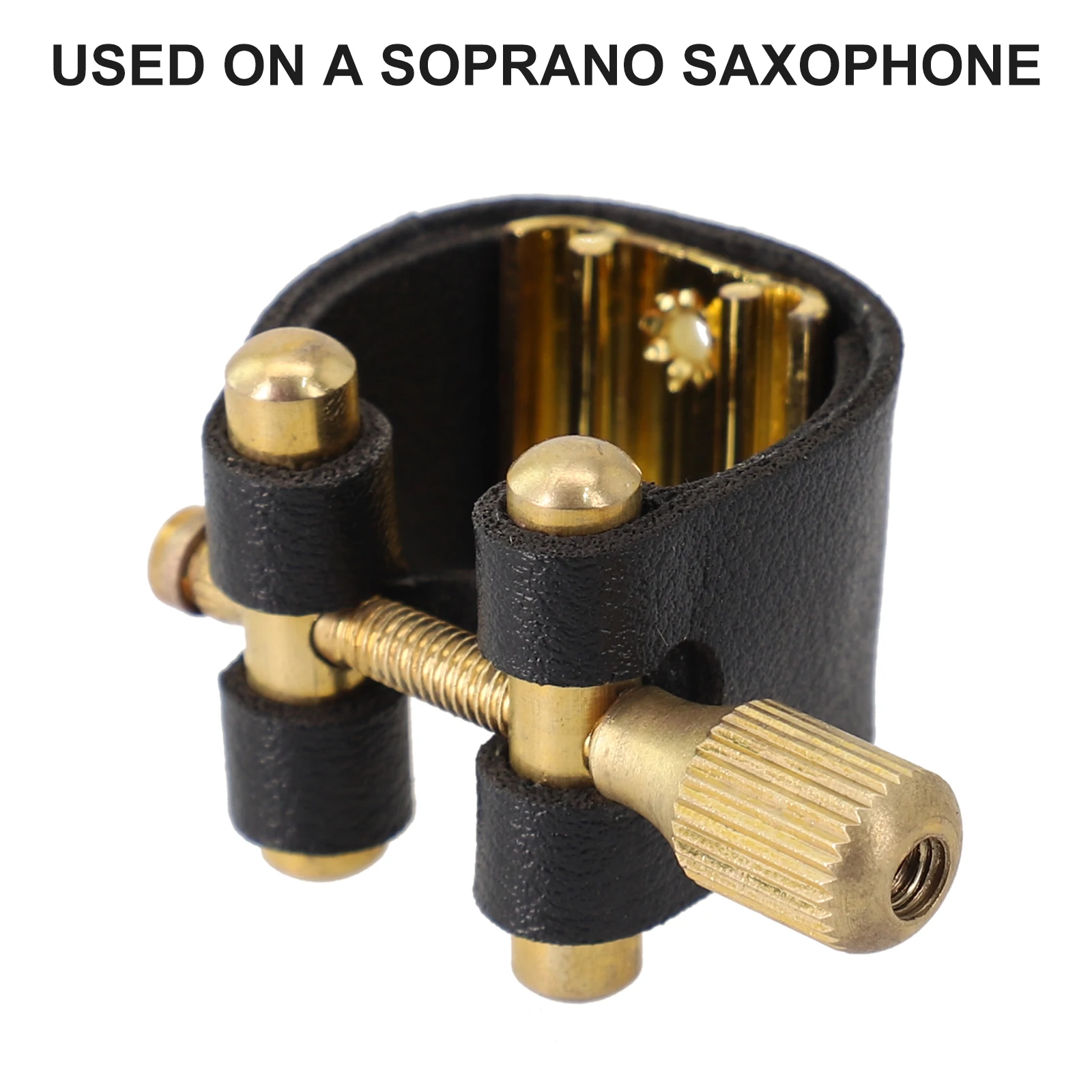 1pc Soprano Sax Mouthpiece Ligature Leather Fastener Clip Woodwind Parts Black For Soprano Saxophone Pickup Clamp Accessories