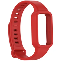 High-Quality Soft Silicone Watchband - Single Color Integrated Strap for Mi Band 9 Active (8 red)