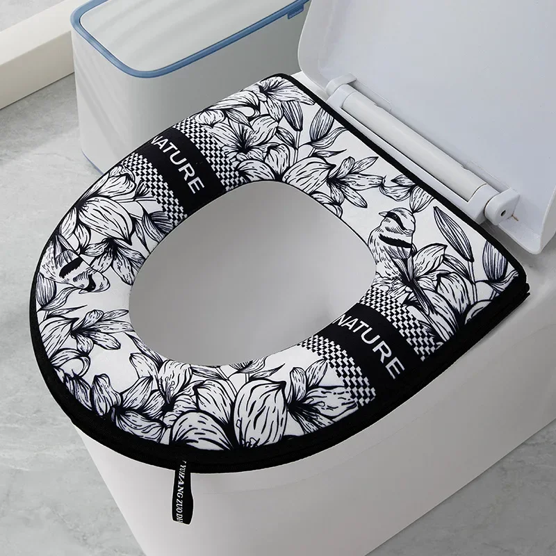 Thickened Toilet Seat Zipper Toilet Cover Cartoon Universal Waterproof Cover Simple Universal Waterproof Seat Pad 1Pcs