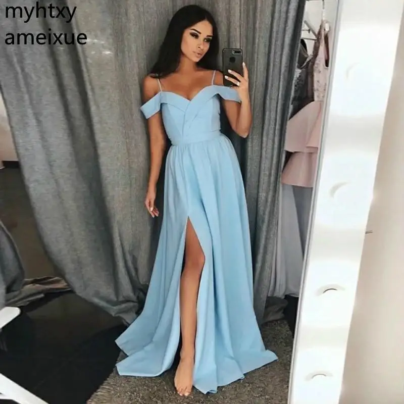 

Party Cinderella Red And Blue And Pink Evening Gowns Side Slit Sweetheart Spaghetti Straps 2023 Satin Off The Shoulder