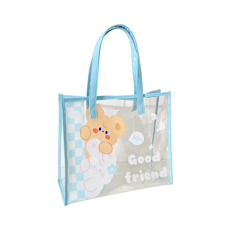 New Pvc Large Bag Women Jelly Handbag Casual Transparent Beach Bags Teen  Girls Cute Bear Clear Tote Female Summer Handbags - AliExpress