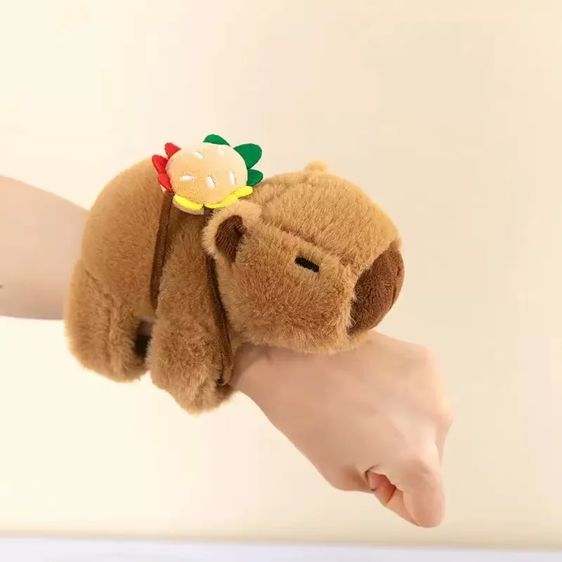 Lovely Capybara Animal Slap Snap Wrap Wristband Bracelet Plush Stuffed Animal Kawaii Capybara Hand Ring Wristband Kid Funny Toys