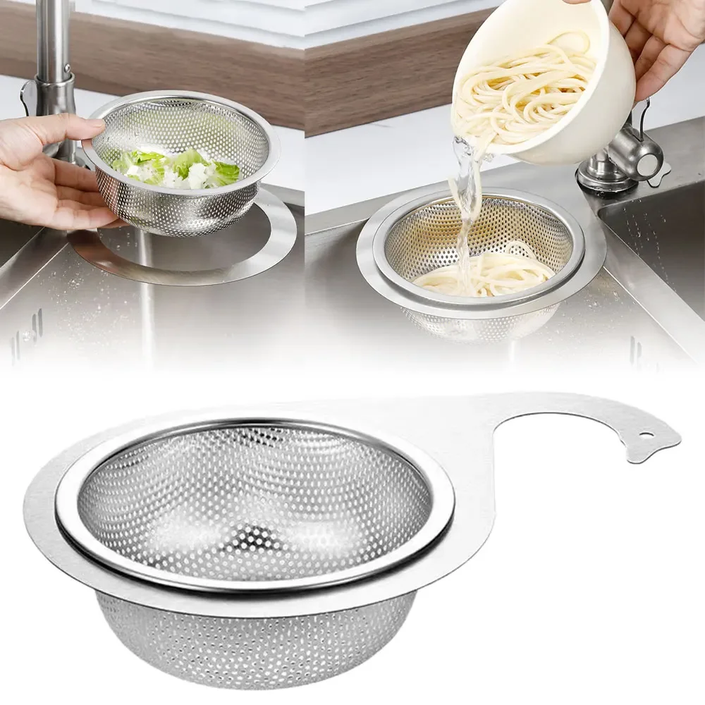 Stainless Steel Swan Sink Strainer Basket Removable Goosehead Storage Drainage Basket Goosehead Hanging Wet & Dry Drainage Racks