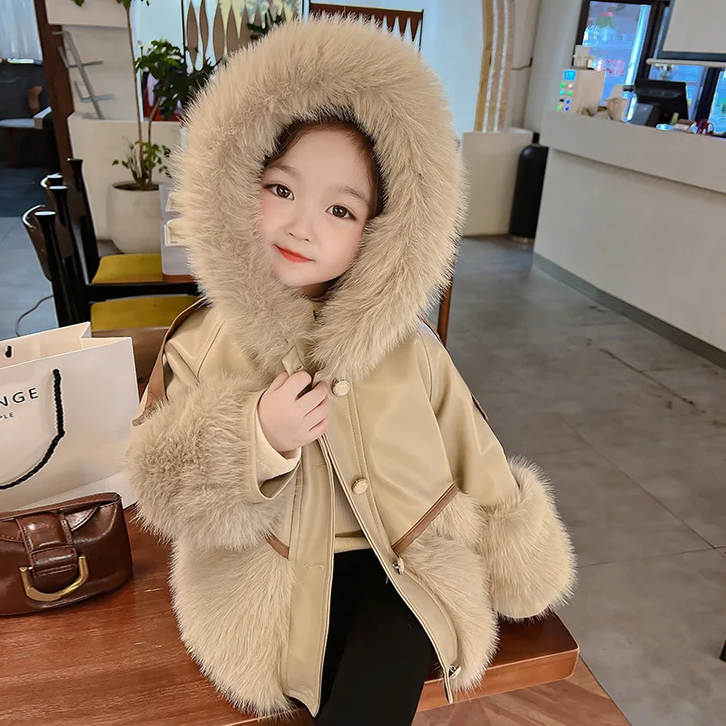 Winter Jacket for Children Girls Warm Velvet Faux Fur Coat Girls Children Sequins Winter Clothes Soft Party Baby Girl Coat Coat