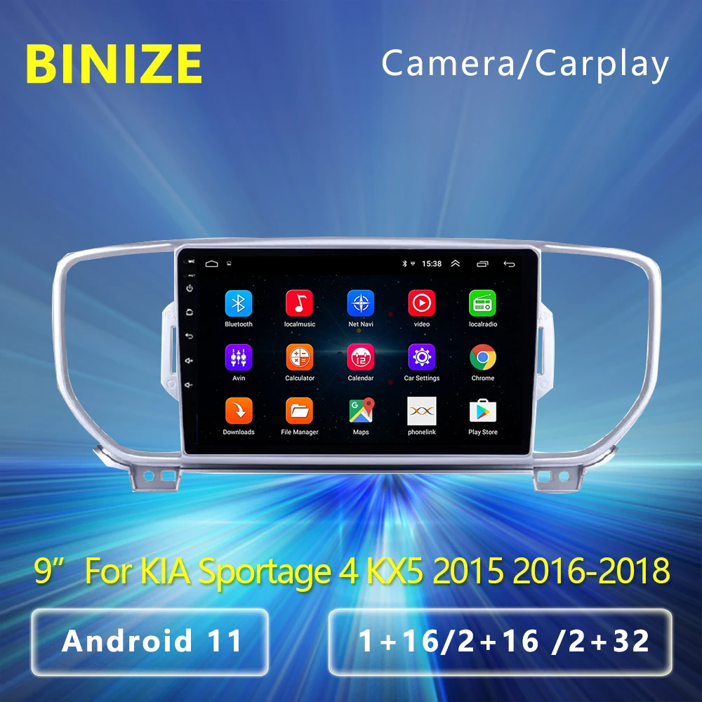 

Carplay 2 Din 9" Android 11 Car Radio Multimedia Video Player Navigation GPS For KIA Sportage 4 KX5 2015 2016 - 2018 WIFI Stereo
