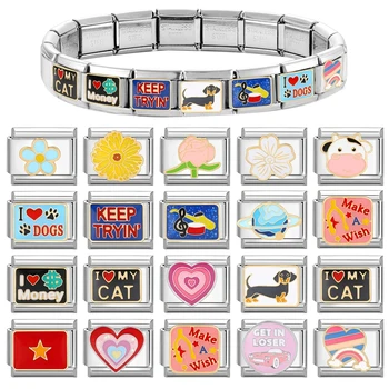 Y2K Charm Cow Rainbow Bear Game Console Italian Charm Links Fit 9mm Bracelet Stainless Steel DIY Jewelry Making Birthday Gift 1