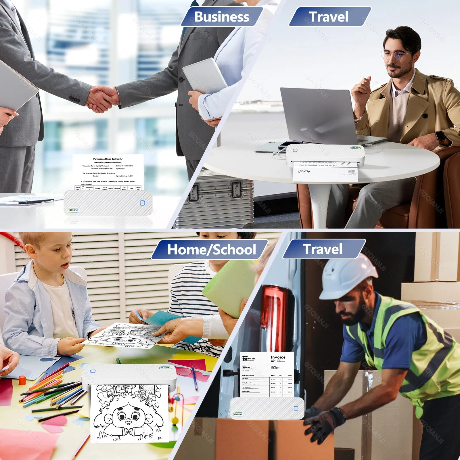 A4 Bluetooth Thermal Portable Printer Wireless Machine for Travel Support A4 Paper 8.5" X 11" US Letter Legal Inkless for Office