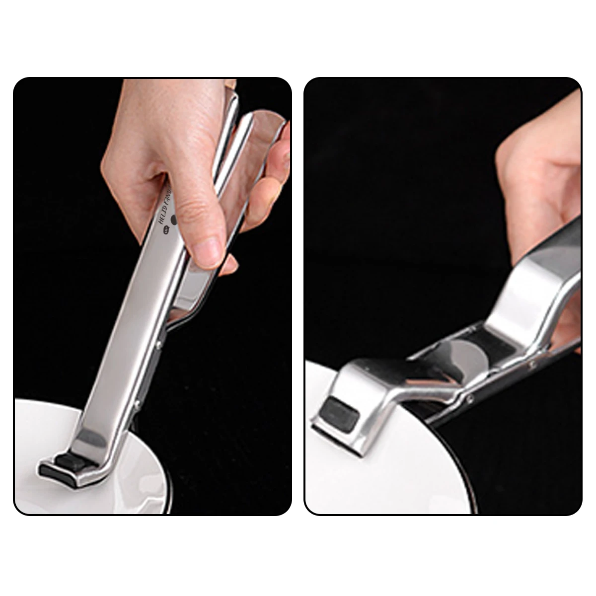 WORTHBUY Anti-hot Clip Lifter Stainless Steel Bowl Gripper Plate Dish Clamp Anti-slip Retriever Tongs Kitchen Gadget Bowl Holder
