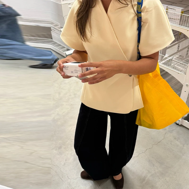 ตัวเลือกสินค้า เสื้อคลุมสไตล์เบลเซอร์ คอวี ผูกเอว ใส่ทำงานได้ทุกโอกาส