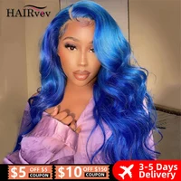 Perruque Lace Front Wig Body Wave Naturelle, Cheveux Humains, Bleu Saphir, 13x6, Pre-Plucked, Transparent, Document Bleu Foncé, pour Femme 1