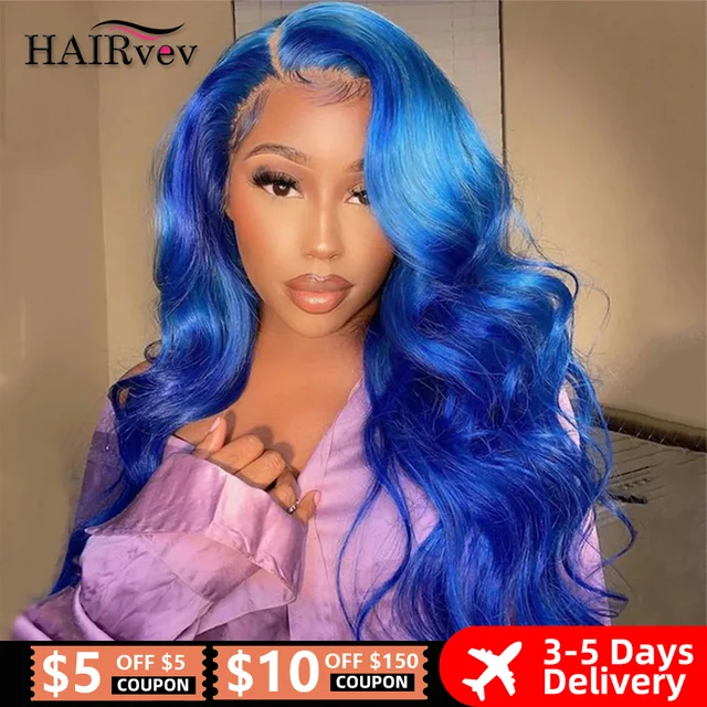 Perruque Lace Front Wig Body Wave Naturelle, Cheveux Humains, Bleu Saphir, 13x6, Pre-Plucked, Transparent, Document Bleu Foncé, pour Femme 1