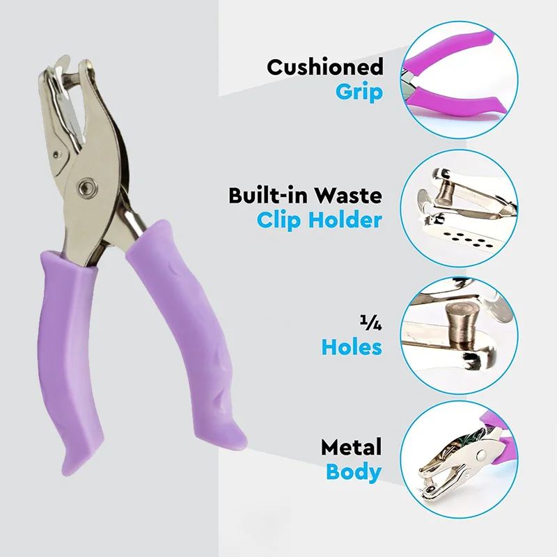 Single Hole Punch Metal 1/4&rdquo; Hole Puncher with Soft Grip Handles for Paper and Crafts Round Circle Shape paper punch hole punching tools paper craft punch circle hole punch