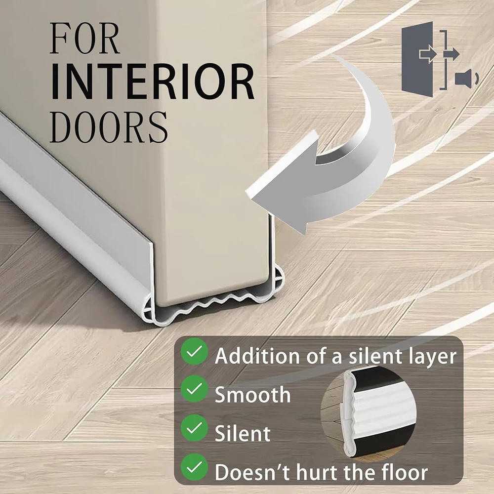 1-4pcs Silent Door Seal Strip PVC Flexible Washable Wear-resistant Weather Strip Windproof Dustproof Triple Sealing with Brush