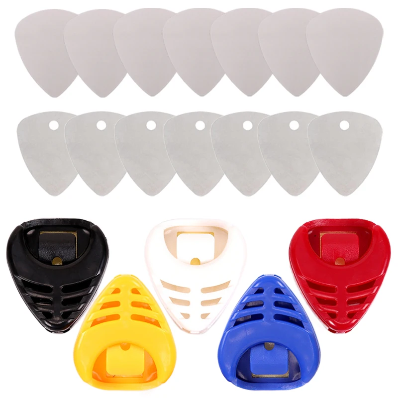 Stainless Steel Guitar Pick Colorful Heart-shaped Picks Box Adhesive Backing Ukulele Guitar String Instrument Accessories TMZ
