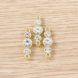 Set of 5 Elegant Crystal Alloy Round Charms for DIY Jewelry and Crafts (Gold Color)