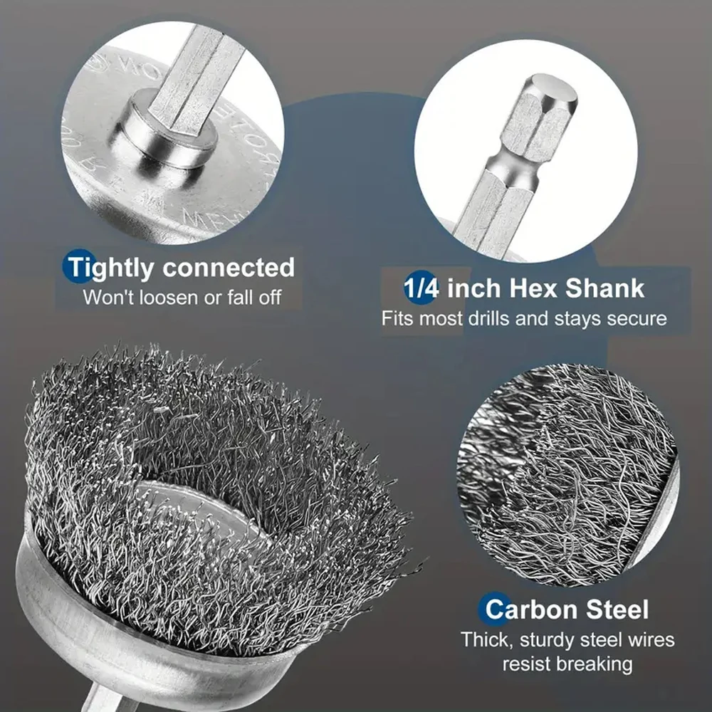 Wire Brush Cleaning Brush Polishing Wheel Wire Brush Set Wire Cleaning Brush Drill Brush Electric Wire Brush Power Scrubber Drill Brush Disc Brush Steel Wire Brush Disc Polishing Wheel Brush Carbon Steel Drill Bit Wire for Cleaning Rusty Hexagonal Rod Pen
