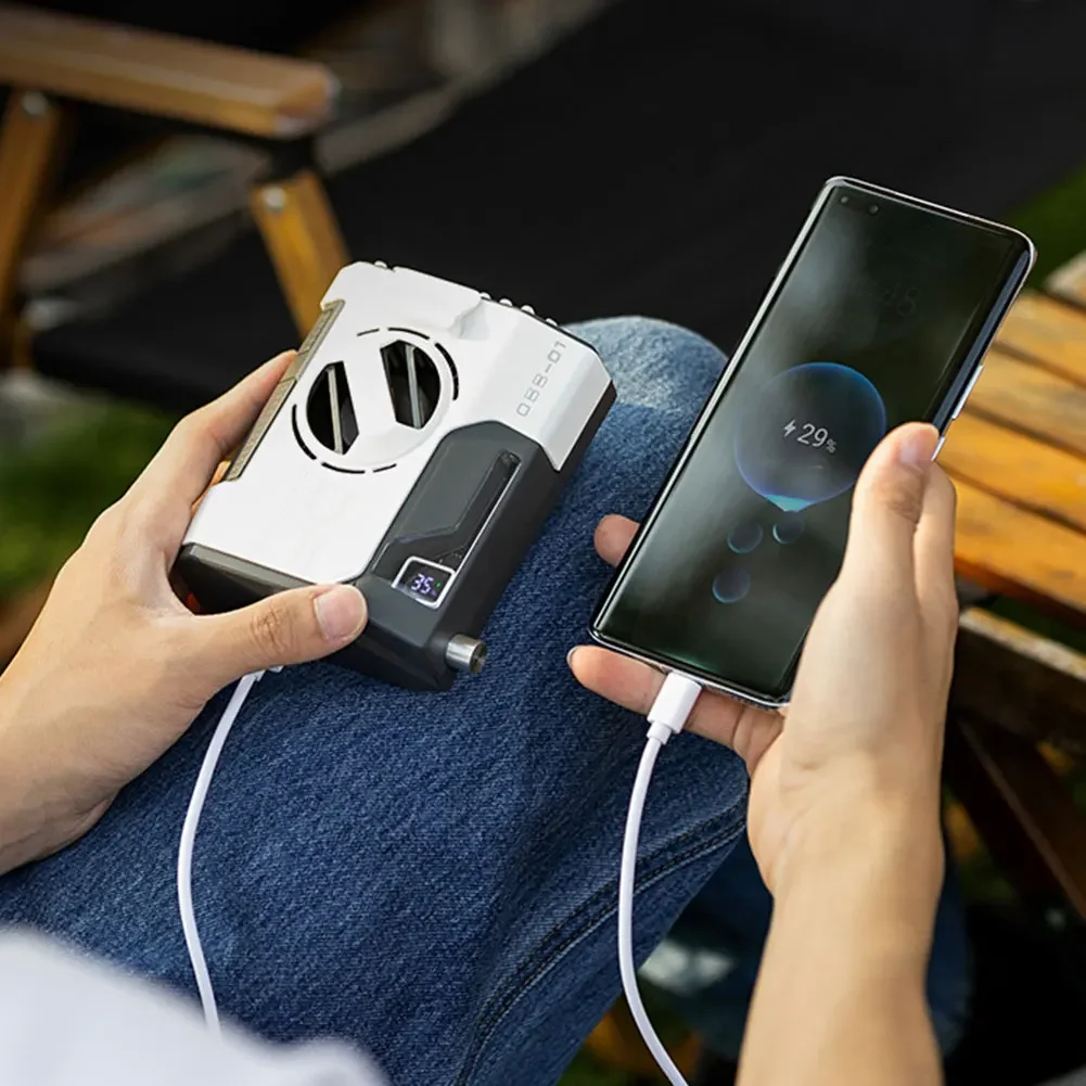 Fan 5000mAh Portable Waist Clip Fan Hanging Neck Fan with Power Bank 5 Speeds Strong Airflow for Travel Courier Outdoor Working