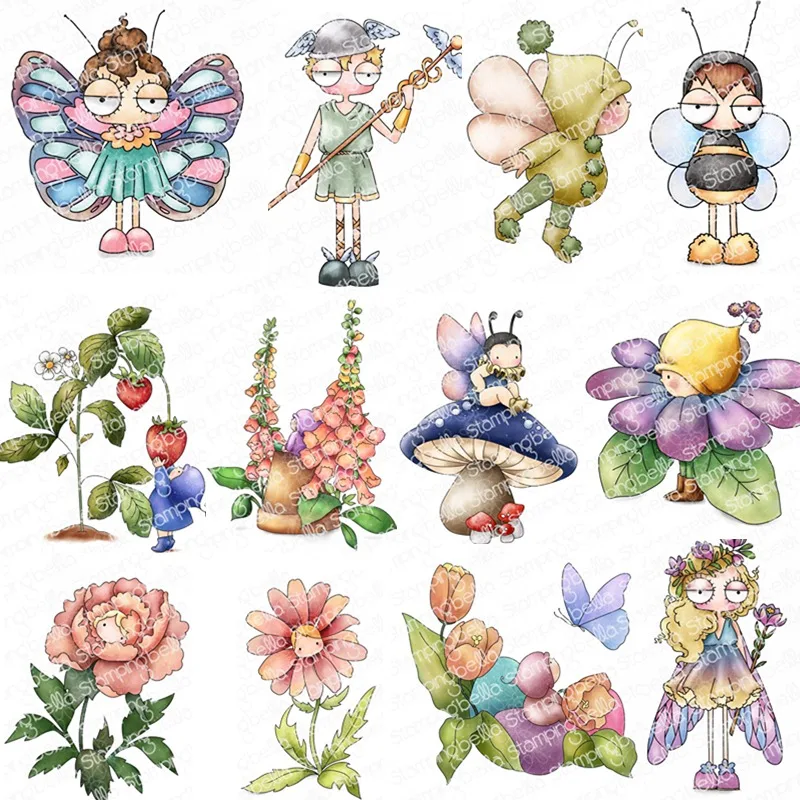 

Peony Spring Fairy Bee Kid Butterfly Girl Flower Clear Stamps Metal Cutting Die Diy Scrapbooking Paper Handmade Album Greeting