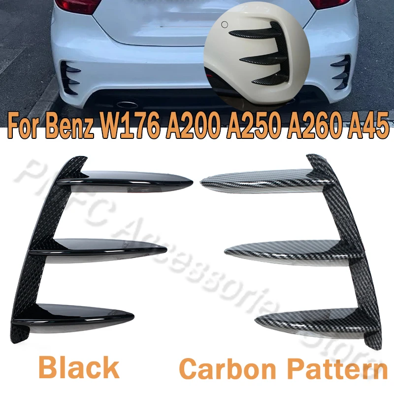 Car Bumper Spoiler PMFC For Mercedes For Benz W176 A200 A250 A260 A45 AMG 1Pair Car Black Carbon Pattern Rear Bumper Splitter Spoilers Canard