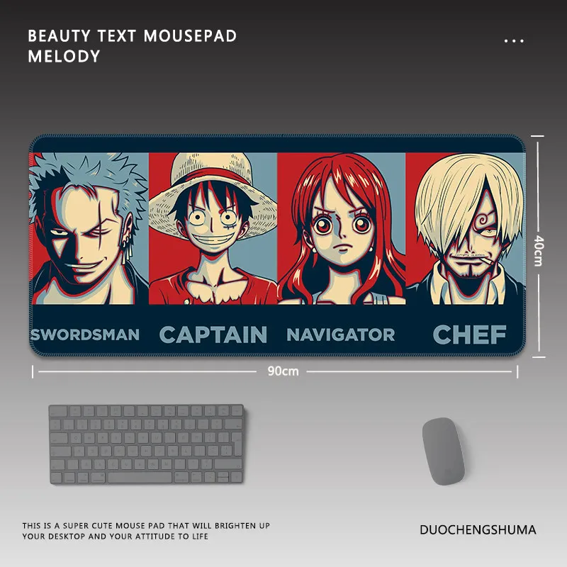프리미엄 원피스 가죽 마우스 패드 대형 루피 로로노아 조로 보이 애니메이션 E-스포츠 게임 사무실 컴퓨터 키보드 테이블 매트