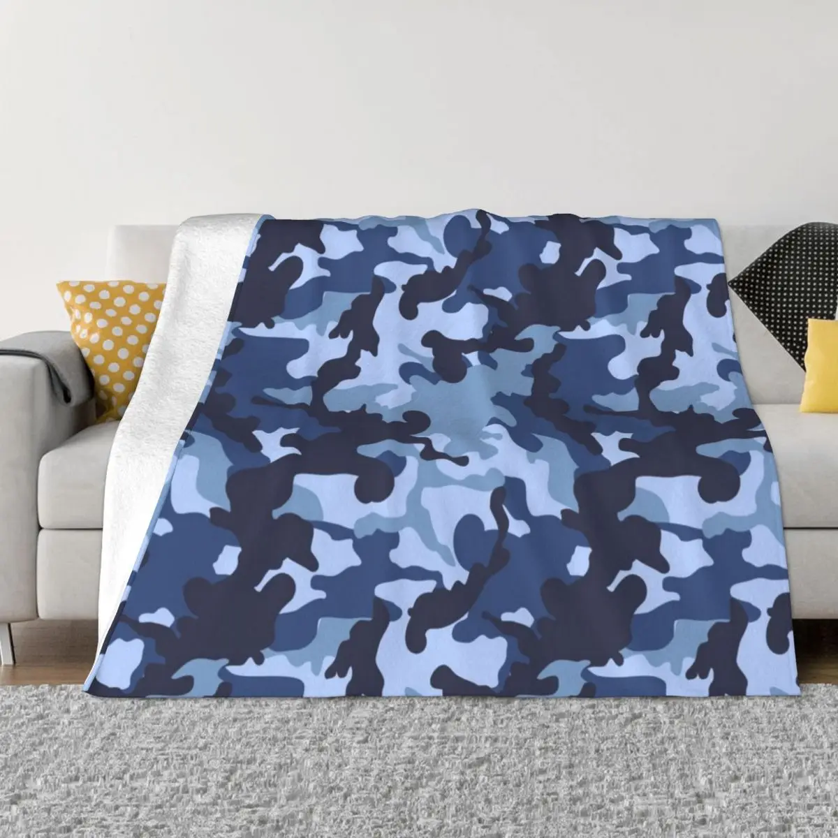 

Navy Blue Camouflage Camo Pattern Throw Blanket Blanket For Sofa anime cosplay anime furry