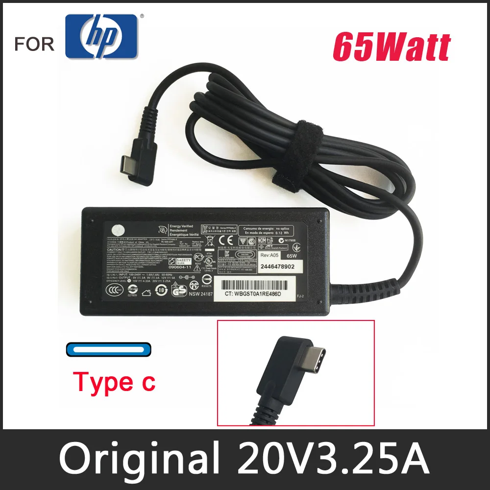 Véritable chargeur USB C 65W pour HP L04650-850 L04540-002 860209-850