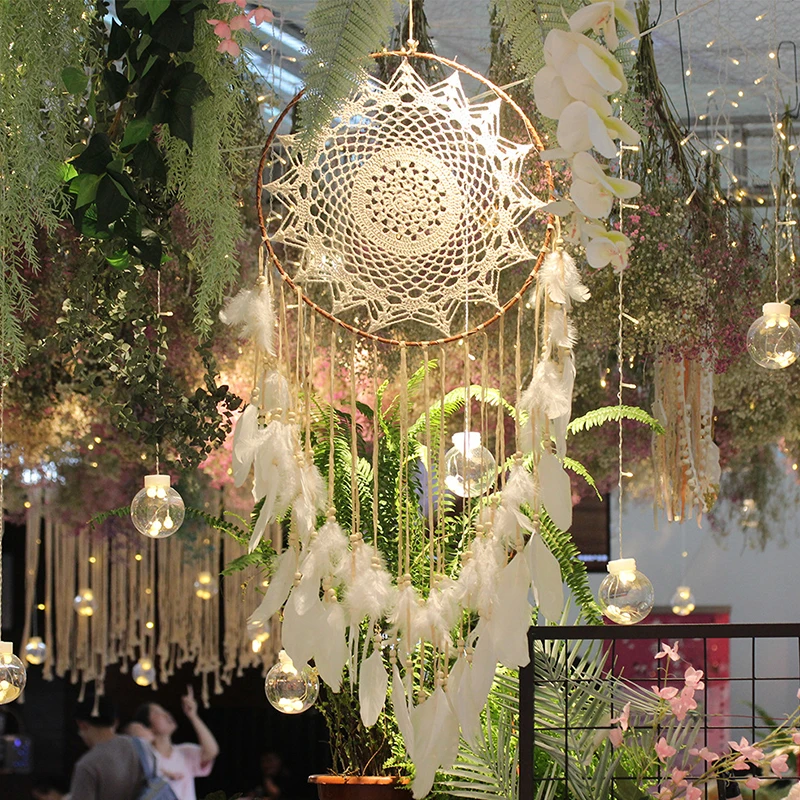 ドリームキャッチャー 花の壁掛けの装飾 結婚式 飾り 楽天市場】ドリームキャッチャー 捕夢網 壁掛け 羽飾り 羽根
