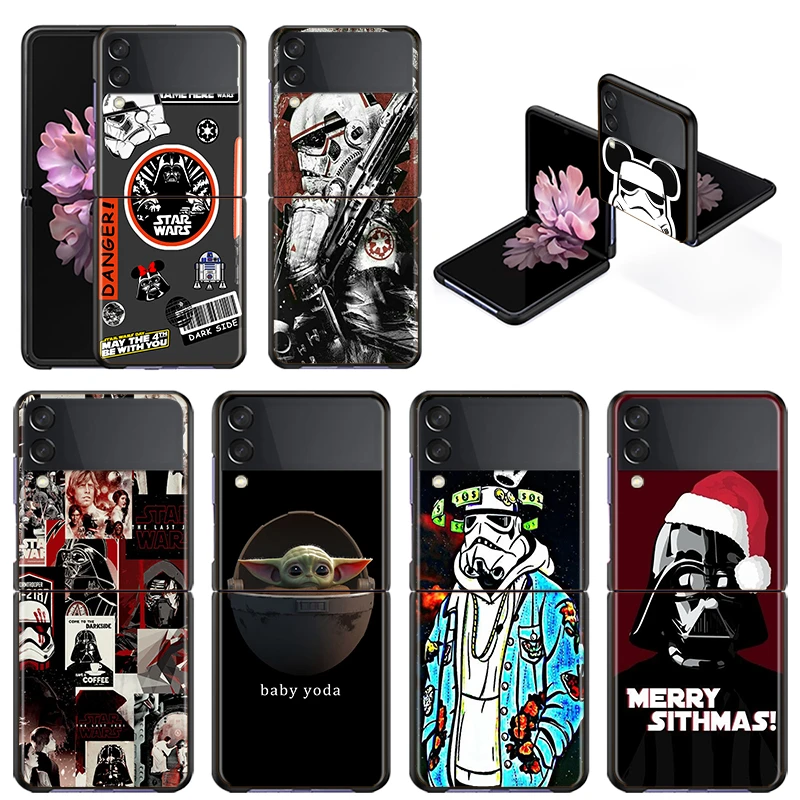 New Folding Mobile Shockproof Hard Shell Star Wars baby yoda Mickey For Samsung Galaxy Z Flip 3 5G Black Fundas Phone Case samsung galaxy flip3 case