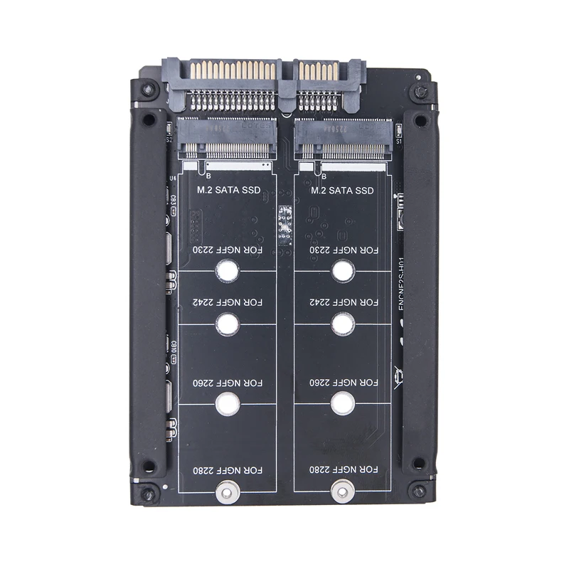 JBOD 어댑터 라이저 카드, 2230 2242 2260 2280 M2 SSD용 금속 케이스 인클로저 포함, 2 포트 B + M 키, M.2 SATA SSD-SATA3.0, 6GB, 2.5 인치