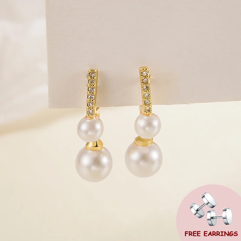 

Trendy Pearl Zircon Earrings for Women 925 Silver Jewelry Wedding Engagement Promise Party Gift Drop Earring Ornaments Wholesale