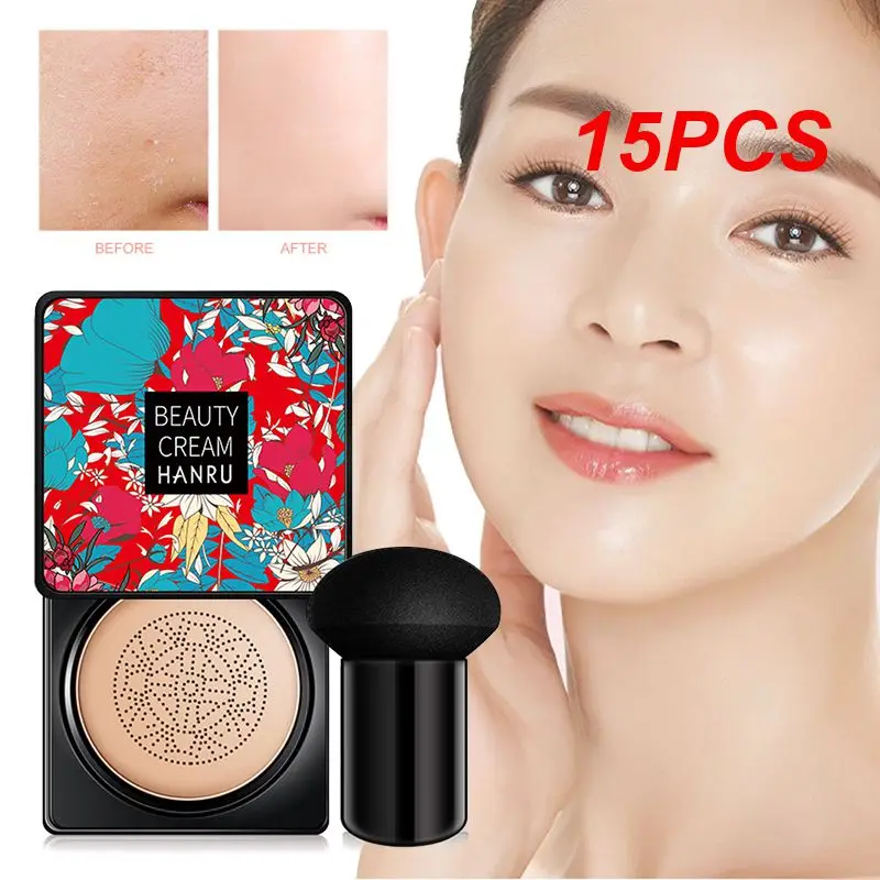 

15PCS Air Cushion Foundation Mushroom Head BB CC Cream Concealer Whitening Brighten Face Base Tone Corrector Korean Makeup