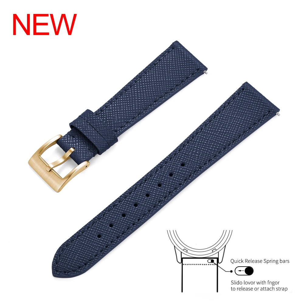 Extra Long Genuine Leather Watch Strap Band Spring Bars 18 20 22 - Foto 4