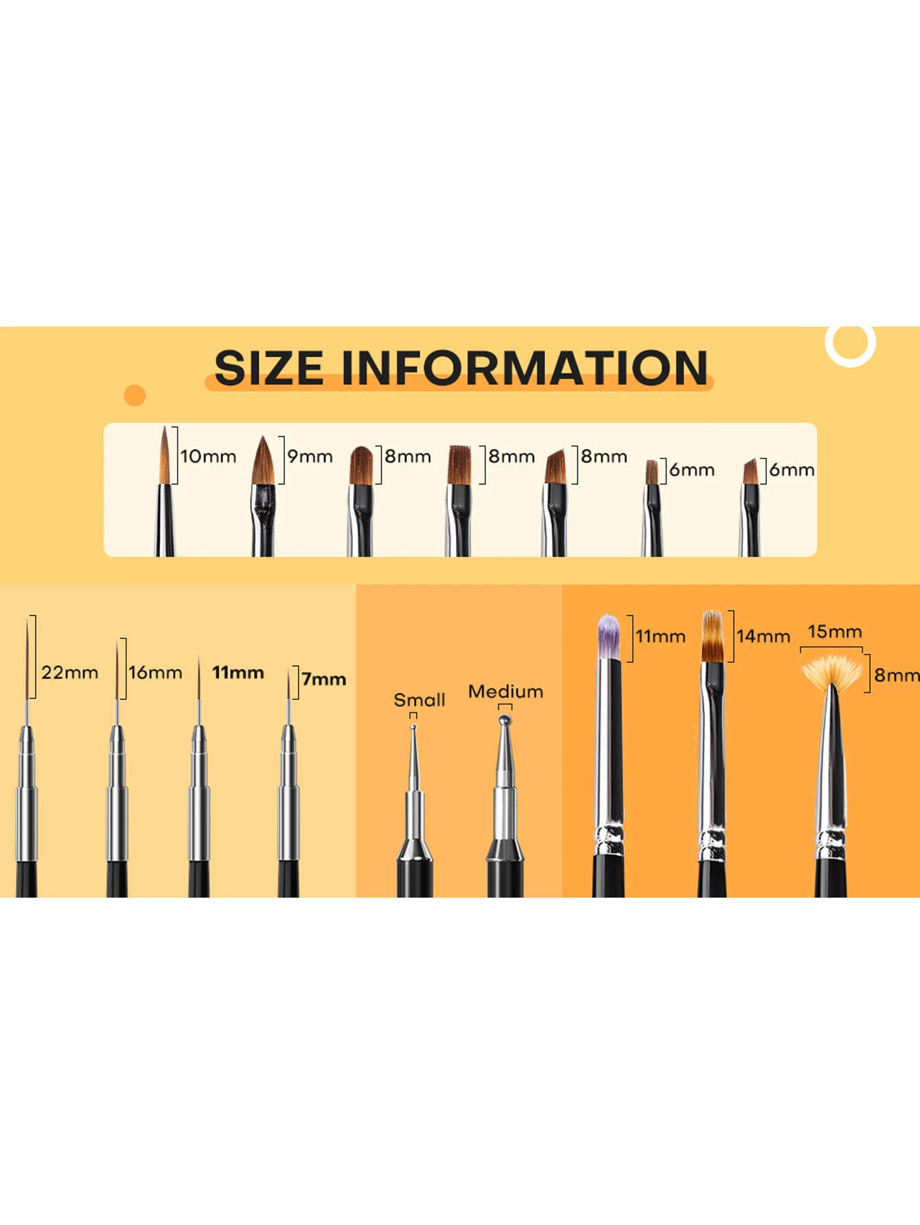 15Pcs Nail Art Liner Brush and Dotting Pen for Acrylic Application Salon at Home DIY Manicure