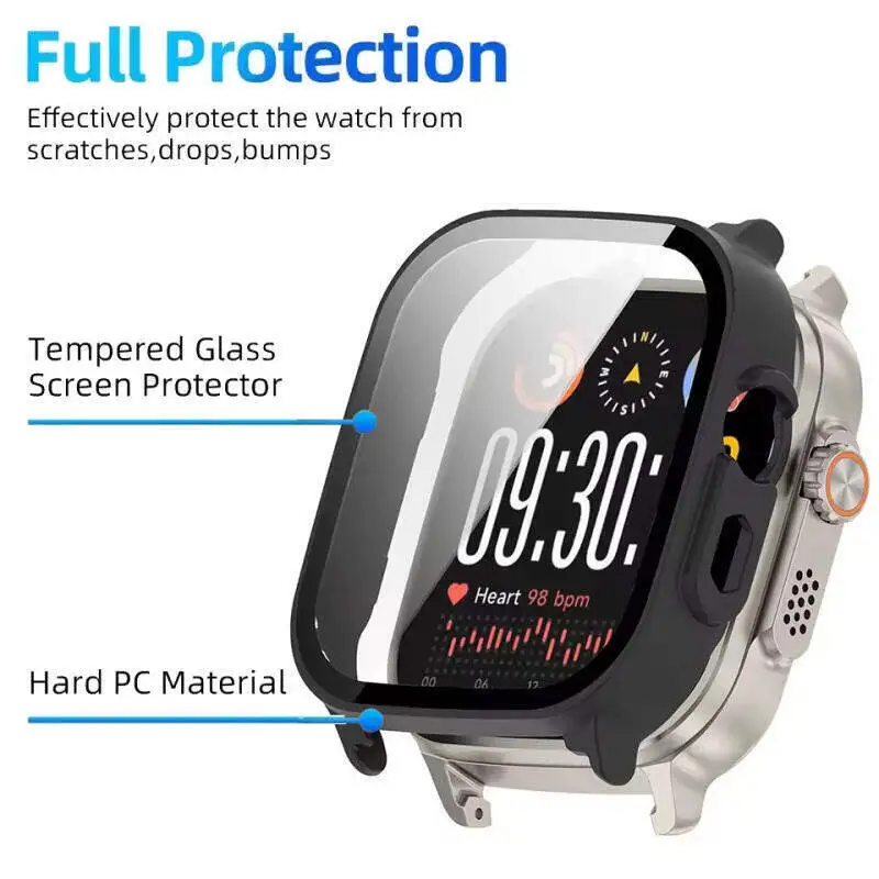 Tempered Glass Protective Shell with Stainless Steel Metal Band Bracelet