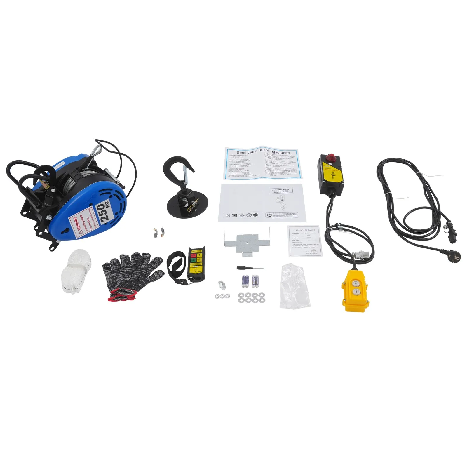 1500W Elektrischer Drahtseilzug mit Fernbedienung 250kg Hebewinde für Garage Lager Bau & Industrielle Nutzung – Detail 4