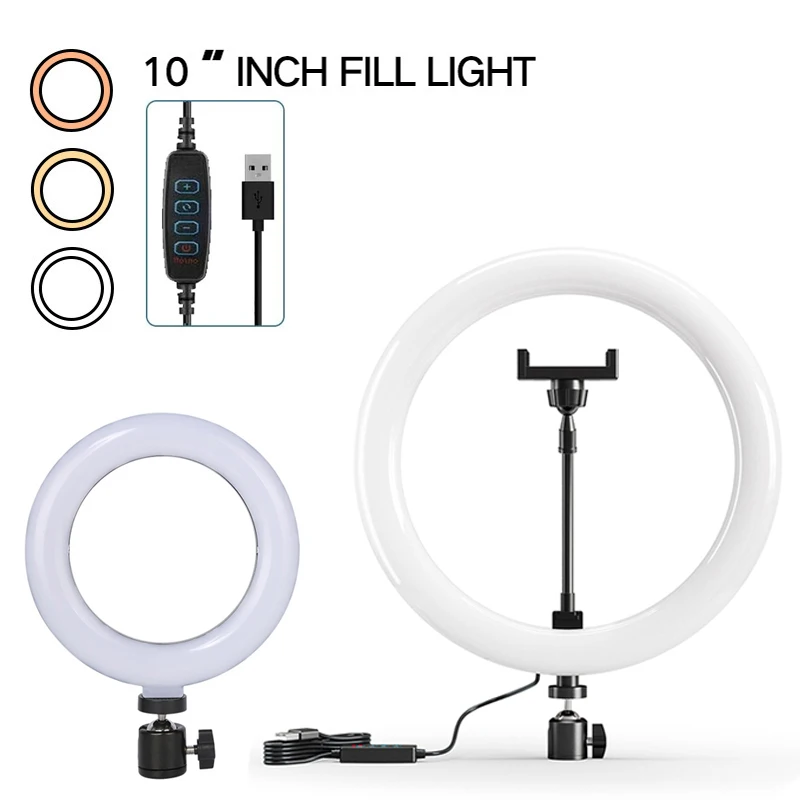 10 Pollici Led Selfie Ring Light Phone Photography Lamp Support Treppiede Ringlight Per Tiktok Youtube Live Video Led Ring Light