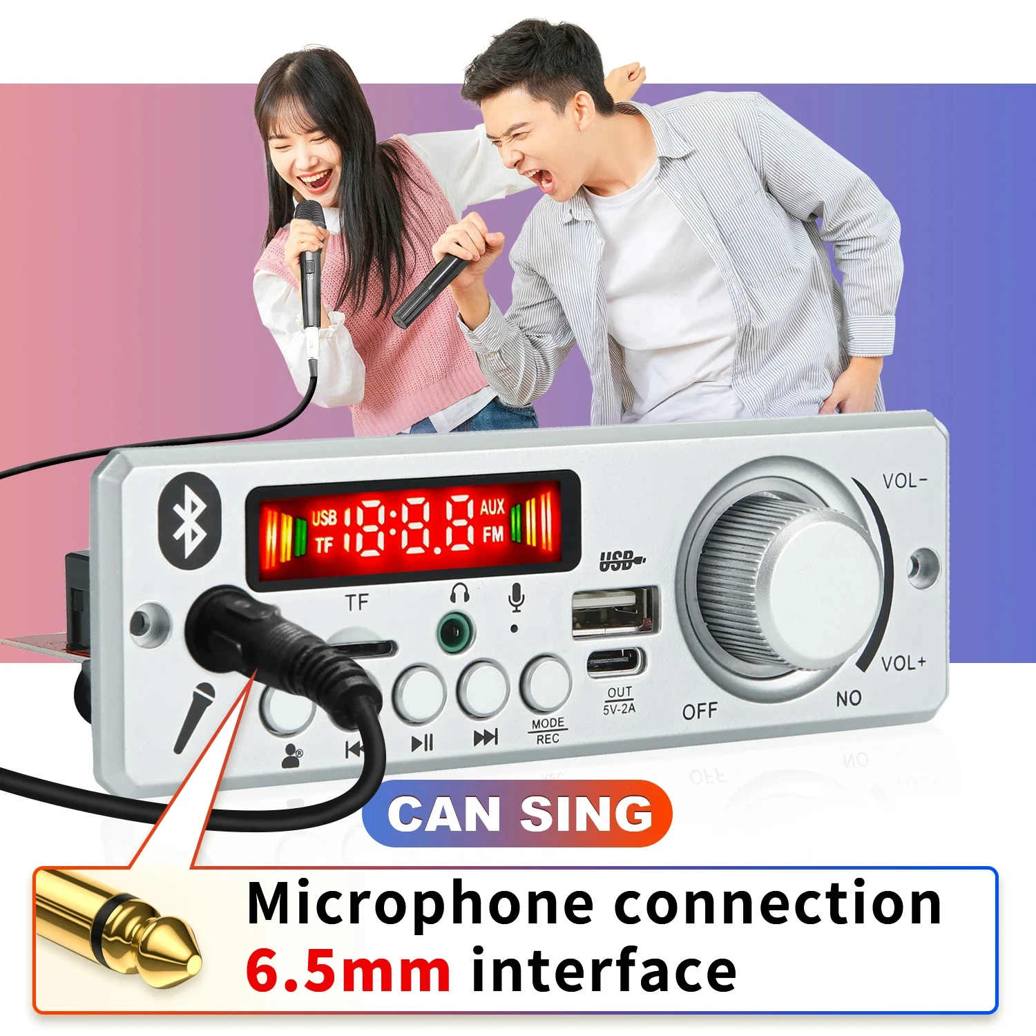12V-24V 80W Amplifier Bluetooth MP3 WMA APE Decoder Board Handsfree Car Audio Microphone USB TF FM Radio DIY Mp3 Music Player
