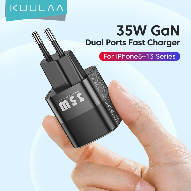 

KUULAA 35W GaN USB C Charger Type C PD Fast Charging For iPhone 14 13 12 11 Max Pro XS 8 Plus For iPad Air 4 iPad 2021 Mini