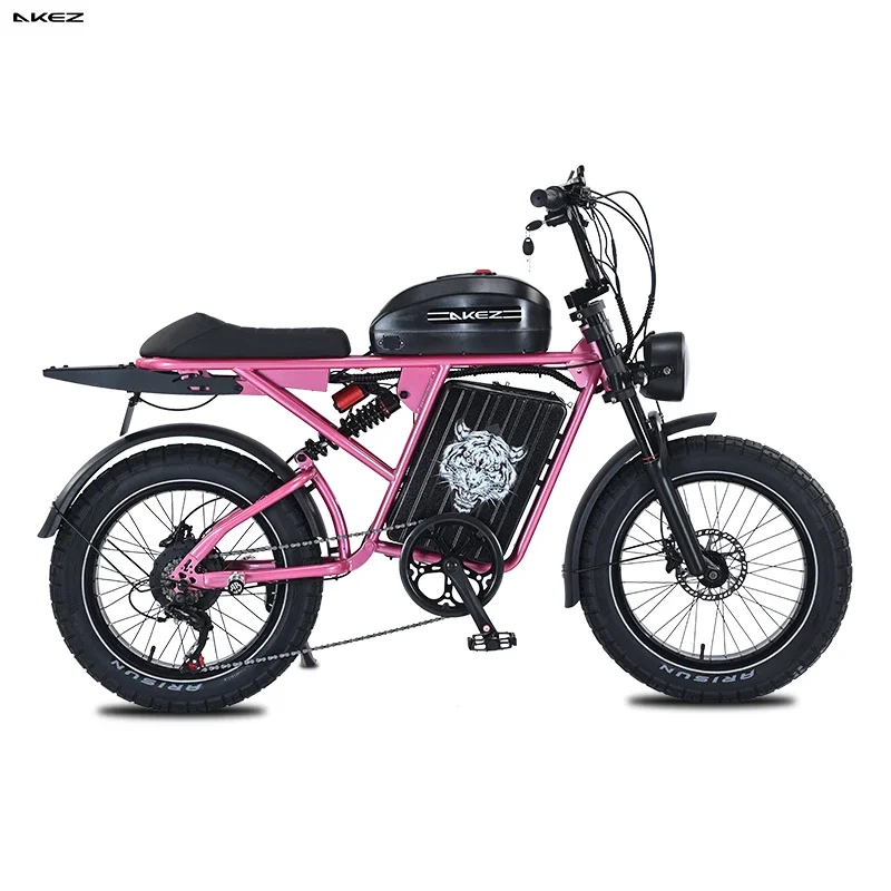 AKEZ-S2PRO-Dual Battery Model 1500W48V26AH All-Terrain Fat Tire Electric Bicycle Dual Suspension Retro Model