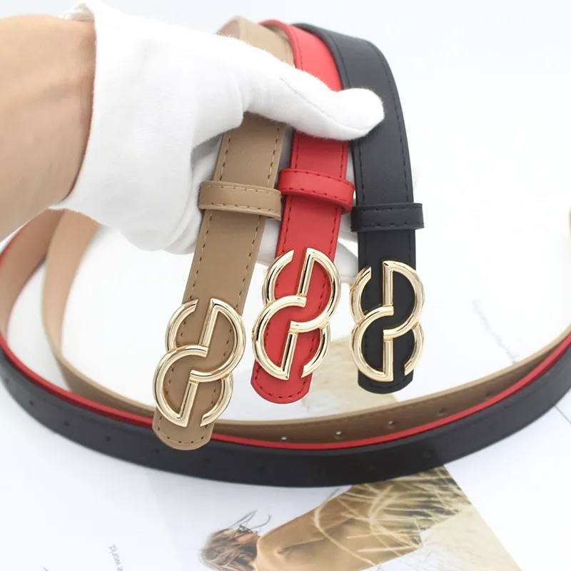 

Ремень из искусственной кожи Женский, простой пояс с металлической пряжкой для джинсов и платьев, Роскошный дизайнерский