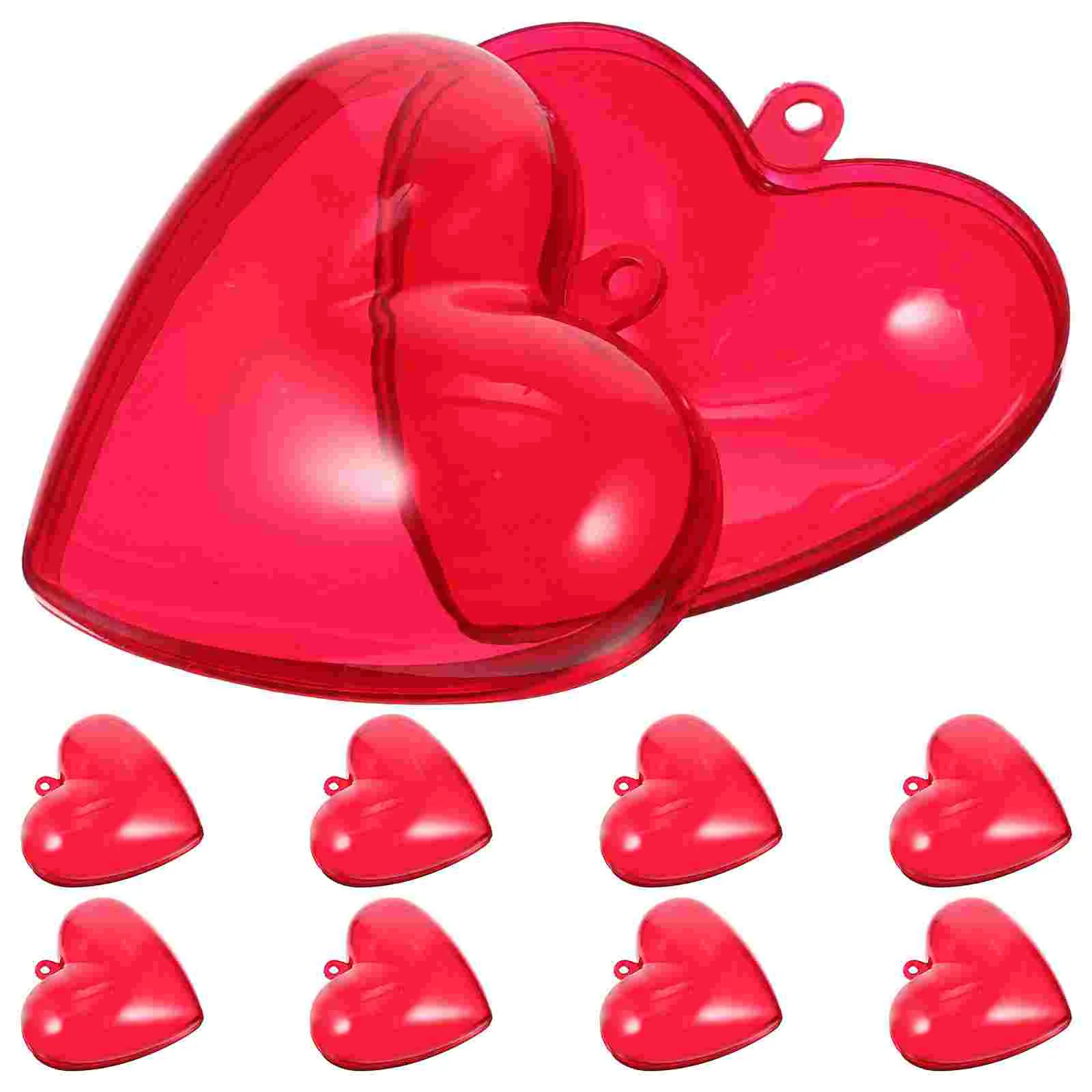 10 Pcs Heart Shaped Fillable Boxes Wedding Hanging naments Plastic Gift Boxes Christmas Decor Wind Chimes Home Decor Red 6