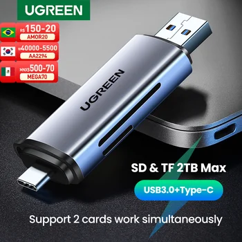 UGREEN Card Reader USB3.0&USB C to SD MicroSD TF Thunderbolt 3 for PC Laptop Accessories Smart Memory Cardreader SD Card Adapter